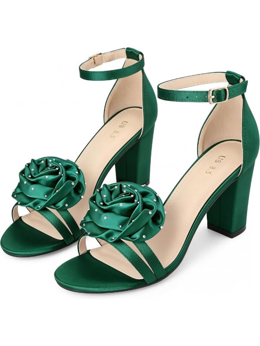 Stylish Flower Ankle Strap Chunky Heel Sandals - Perfect Wedding Shoes for Women